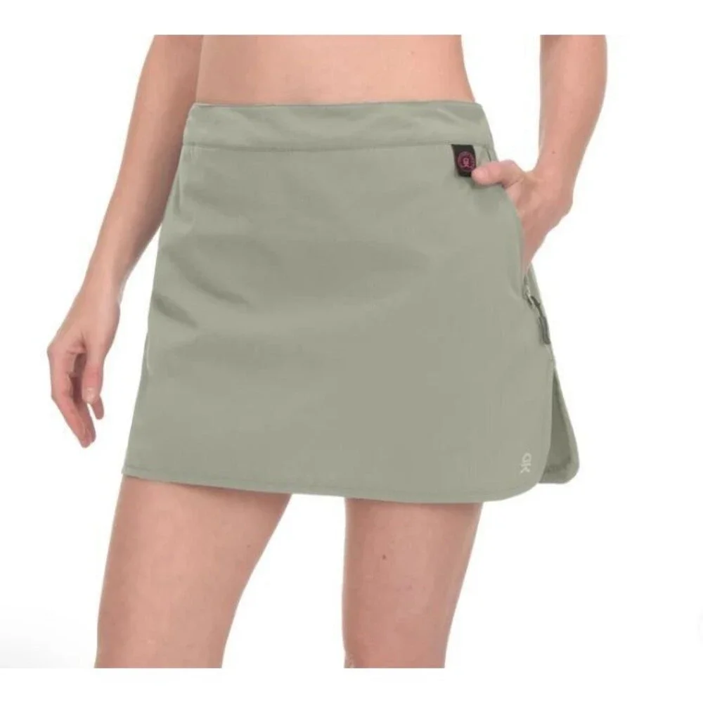 NWT Little Donkey Andy Womens Large Athletic Skort‎ Khaki Build-in Shorts UPF 50